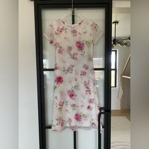 Vintage 90’s y2k My Michelle White Pink Floral Chiffon tie back Dress Size 8